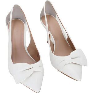On 34th Elayne Cutout Bow Pumps White Pointed Toe Slingback US 8M EU 39